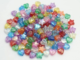 Cuentas plasticas estrellas multicolor nacarada 